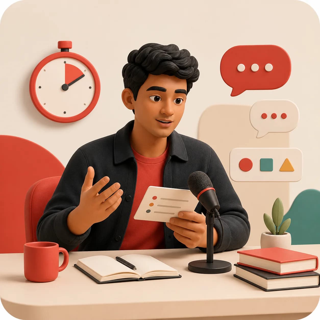 An IELTS learner practising a speaking answer